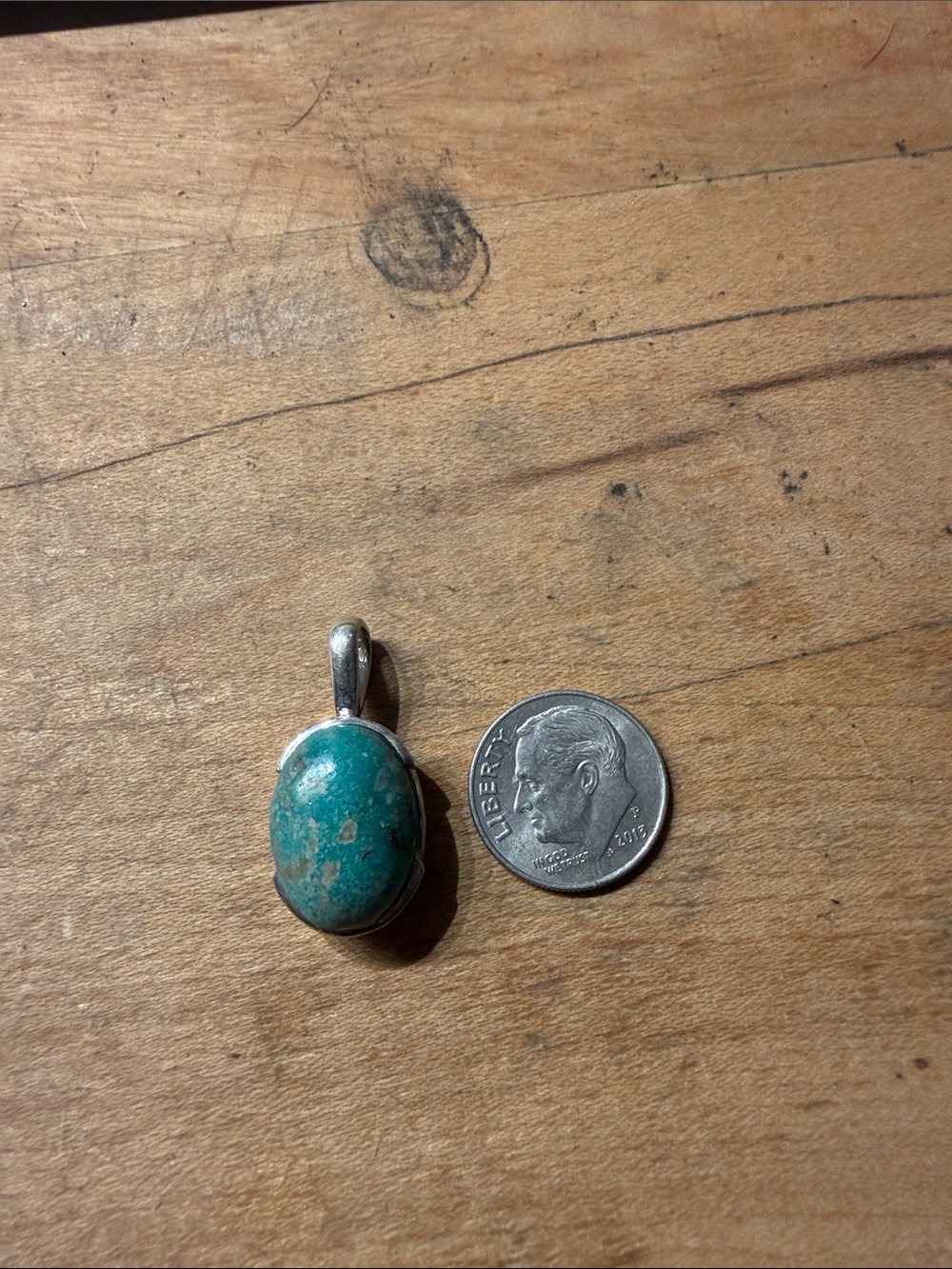 Artisan handmade Sterling Silver Turquoise Oval Pendant